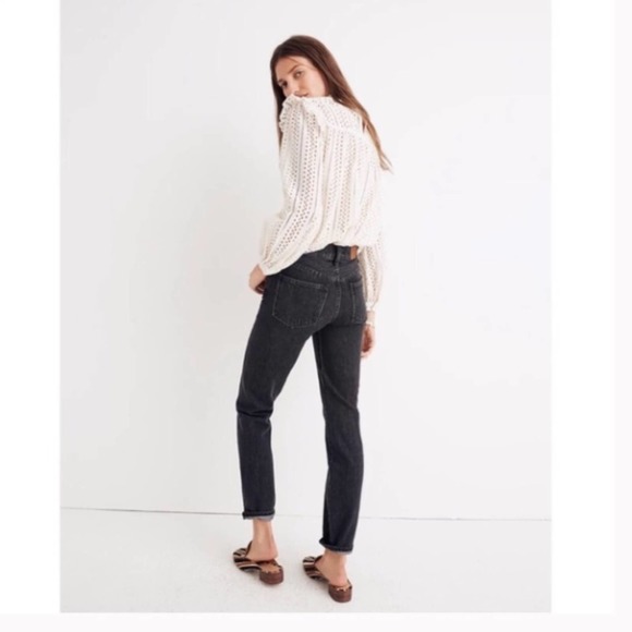 Madewell Perfect Vintage Jean in Roxstone Black Wash Knee-Rip Edition 28 - Picture 10 of 10